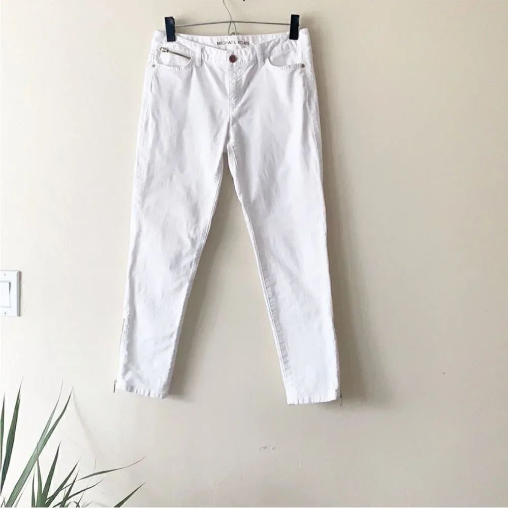 Michael Kors White Ankle Zip Jeans